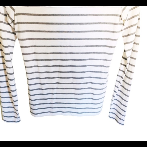 BANANA REPUBLIC Threadsoft Stripe Turtleneck Top With Long Sleeves Ivory Size XS - Picture 8 of 14